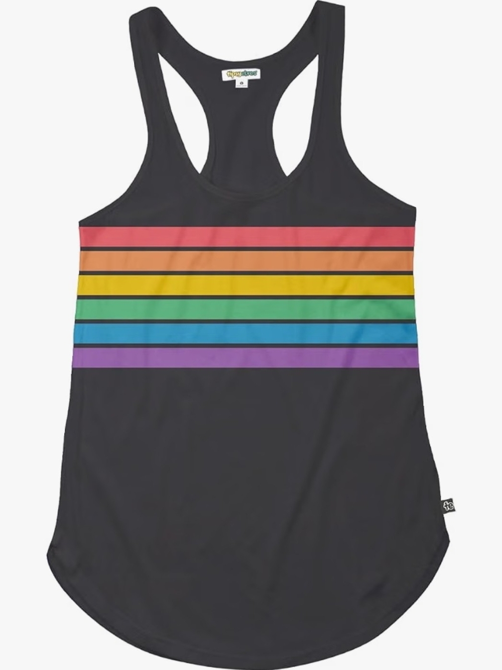 Rainbow Stripe Racerback Tank Top - Black